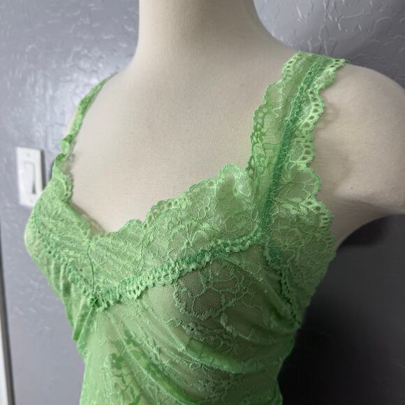 Savage X Fenty Soft N Savage Lace Teddy, Green Lotus, 2X - Picture 2 of 5